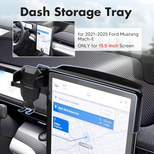 FIILINES Phone Holder for Ford Mustang Mach-E 2023-2026 (Fit 15.5" Touch Screen), Phone Mount with Dash Organizer for Mustang Mach-E Accessories, 360 Degree Rotation Dash Mount Cell-Phone Holder - size: For Mustang Mach-E 2023-2026