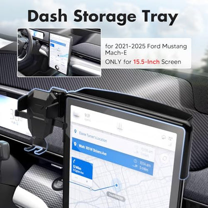 FIILINES Phone Holder for Ford Mustang Mach-E 2023-2026 (Fit 15.5" Touch Screen), Phone Mount with Dash Organizer for Mustang Mach-E Accessories, 360 Degree Rotation Dash Mount Cell-Phone Holder - size: For Mustang Mach-E 2023-2026