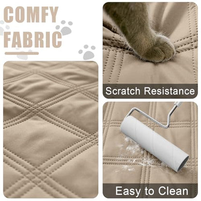 Smiry Waterproof Dog Bed Cover Blanket 82x82, Soft Reversible Pet Blanket, Washable Leakproof Cats Dogs Couch Cover for Sofa, Couch, Furniture, Taupe/Beige - color: Taupe/Beige, size: 82x82 Inch