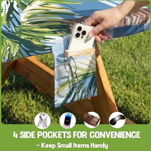 Picnic Table Cover with Bench Covers Waterproof Elastic Rectangle Reusable Folding Tablecloth Manteles Mantelería Camping Essentials Rv Car Travel Supplies Table Cloth Outdoor Road Trip Camper Gifts - color: Blue Green Coconut Tree, size: 72in