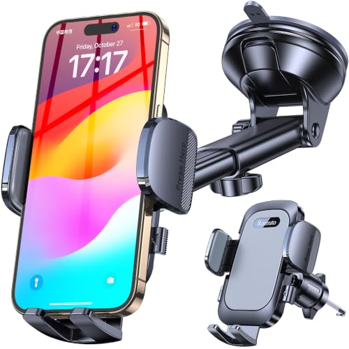 Romuto Car Phone Holder Mount【Strongest Suction】 Phone Mount for Car Cell Phone Holders for Your Car Accessories for Women Men Dashboard/Windshield/Vent/Stand Holder for iPhone Samsung - color: Gray
