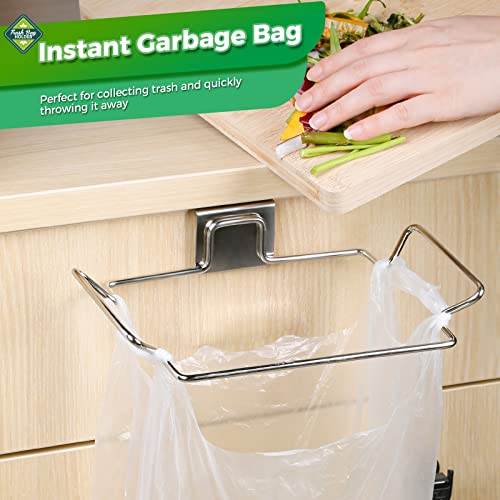 Trash Bag Holder,2 Pack | for Cabinet Door and Cupboards,Stainless Steel,Plastic Bag Holder Under Sink,Use for Kitchen,Bathroom,Camper - color: Silver