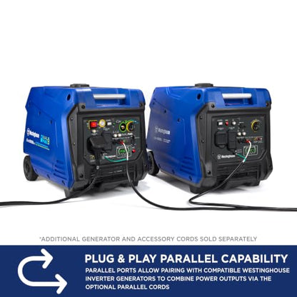 Westinghouse 5000 Peak Watt Super Quiet Portable Inverter Generator, Wheel & Handle Kit, RV Ready 30A Outlet, Gas Powered, CO Sensor, Parallel Capable,Blue - style: 5000 Watts - Gas Only - Recoil Start
