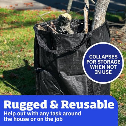 DURASACK Heavy Duty Home and Yard Bags 48-Gallon Reusable Self-Standing Lawn and Leaf Bags Garbage Can with Reinforced Handles, Black - color: Black