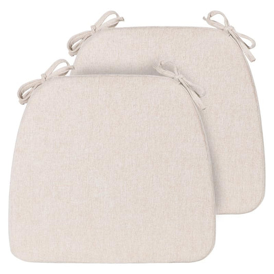 Chair Cushions Set of 2, D-Shaped Seat Cushion for Chair, Non Slip Chair Pads with Ties, 17" x 16" x 2", 40D Foam, Removable Washable Cover, Seat Cushions for Kitchen Chairs, Beige - color: Beige, size: 2 Pack