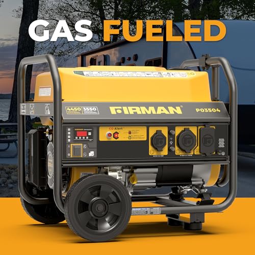 FIRMAN P03504 Gas Portable Generator, 120V Recoil Start | 4450 Starting Watts, CO Alert Safety System, RV Ready Outlets, 5 Gallon Fuel Tank, 14-Hr Runtime for Home Backup Outdoor Use