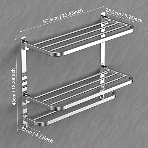 CAXIMSY 22.8Inch Towel Rack for Bathroom and Lavatory Towel Hanger with Wall Mount Towel Bars 304 Stainless Steel No Drill (Collapsible Towel Rack) - color: Collapsible Towel Rack