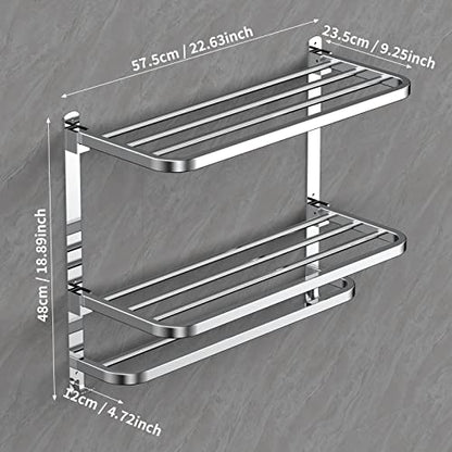 CAXIMSY 22.8Inch Towel Rack for Bathroom and Lavatory Towel Hanger with Wall Mount Towel Bars 304 Stainless Steel No Drill (Collapsible Towel Rack) - color: Collapsible Towel Rack