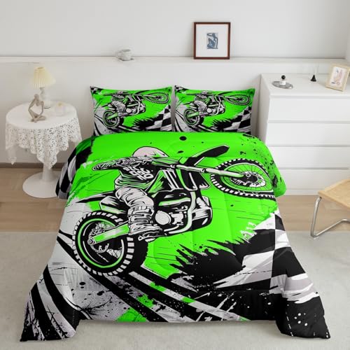 Feelyou Boys Girls Dirt Bike Comforter King Size, Extreme Sports Comforter Set Racing Motocross Bedding Set Kids Motorcycle Teens Duvet Set Bedroom Decor Bed Set 3Pcs - color: Multi 05, size: King