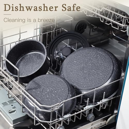 GiPP Ceramic Pots and Pans Set Non Stick, Nonstick Detachable Handle Cookware Sets, Healthy Non Toxic PFAS PFOA & PTFE Free, Dishwasher ＆Oven Safe, Induction Kitchen Pot and Pan, 8 Piece Grey - color: Dark Gray, size: 0802