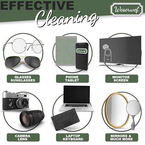 WESERWEF Design Microfiber Glasses Cleaning Cloth – Premium Cleaning Cloth for Eyeglasses, Screens, Tablets, Cameras & Lenses, 12" x 12", Ultra-Soft & Scratch-Free (Wave) - color: wave