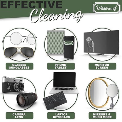 WESERWEF Design Microfiber Glasses Cleaning Cloth – Premium Cleaning Cloth for Eyeglasses, Screens, Tablets, Cameras & Lenses, 12" x 12", Ultra-Soft & Scratch-Free (Wave) - color: wave