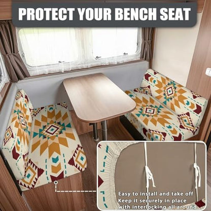 NDISTIN Native American Navajo RV Dinette Cushion Covers 2 Sets Comfortable Camper Couch Cushion Covers Stretchable Dinette Rv Seat Covers Dinette Booth Cushions for RV Camper Sofa - color: Native American Navajo