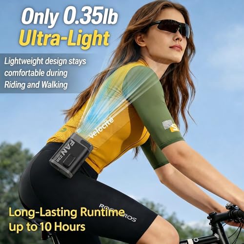 Portable Waist Hip Clip Fan, 0.35lb Ultra-Light Belt Clip Fan, 3000mAh 8Hrs Battery, 4 Speeds, 360° Adjustable with Lanyard & LED Light, Shirt Body Cooling Fan for Workout Camping Travel (Black) - color: Black