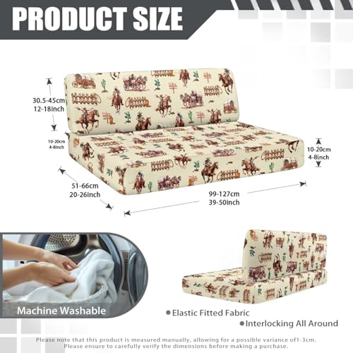 Cowboy Horse RV Dinette Cushion Covers Washable RV Couch Covers Camper Cushion Slipcover for RV Sofa Stretchy Bench Seat Covers - color: Cowboy Horse