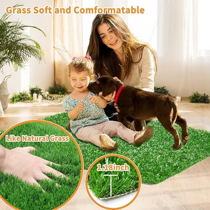 LOOBANI Dog Grass Pee Pads, 2 Pack Artificial Grass Pads for Potty Tray, Fake Grass for Dogs to Pee On, Outdoor Indoor Pee Grass for Dog Potty (18*23 inch) - size: 18*23 inch