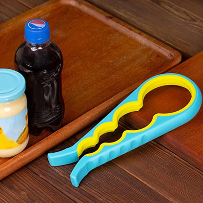 Jar Opener, Bloss Non Slip Jar Bottle Opener Jar Gripper for Weak Hands, Seniors With Arthritis and Children, 4 in 1 Multi-Function Colorful Can Opener Kitchen Tool Get Lids Off Easily, Blue Yellow - color: Blue Yellow