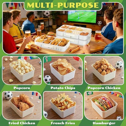LUXEAR Divided Serving Tray with Lid and Handle Snack Box Charcuterie Container Dishwasher Safe 8 Compartment Snack Platters Portable Clear Organizer for Fruits, Candy, Snacks, Picnic, Travel - size: 1pack white