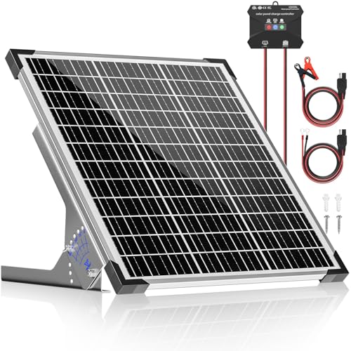 Voltset 50W Solar Panel Kit, 12V Solar Battery Trickle Charger Maintainer + 10A MPPT Charge Controller + Adjustable Mount Bracket,Waterproof Solar Panel Battery Charger for Car Boat Marine RV Roof - size: 50W