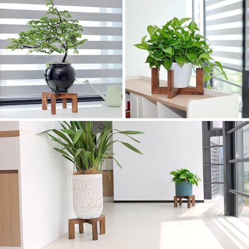 Vigordream Plant Stand, Indoor/Outdoor Wood Plant Holder, Single Flower Pot Stand, Sturdy Planter Stands, Fit 5-15 Inch Pots - size: Fit 5-15inch pots