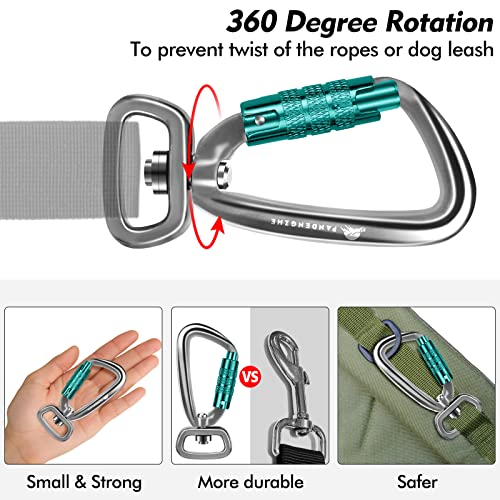2 Pack Locking Carabiner Clip 2.5" with Swivel Ring for Securing Pets, Dog Leash Harness, Camping, Hiking, Keychains - color: blue/silver