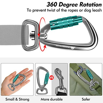 2 Pack Locking Carabiner Clip 2.5" with Swivel Ring for Securing Pets, Dog Leash Harness, Camping, Hiking, Keychains - color: blue/silver