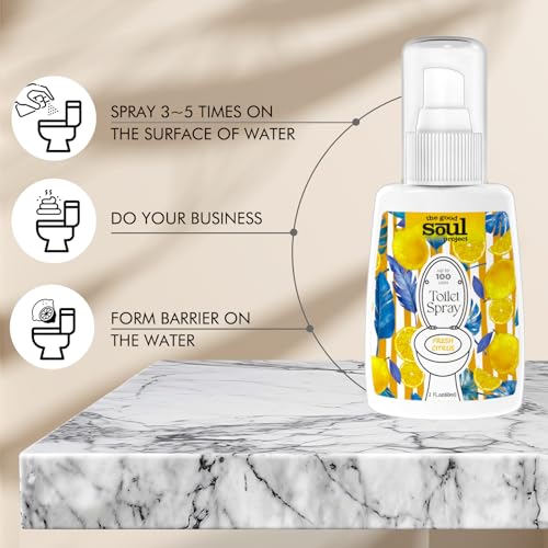 THE GOOD SOUL PROJECT Toilet Spray for Poop, Fresh Citrus, Bathroom Spray Odor Eliminator, 2Fl Oz 2 Pack