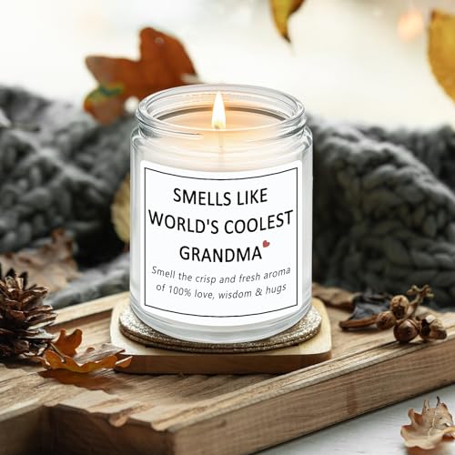 Grandma Gifts, Mothers Day Gift for Grandma from Grandchildren Granddaughter Grandkids, Smells Like World's Coolest Grandma Lavender Candles - style: Grandma