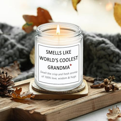Grandma Gifts, Mothers Day Gift for Grandma from Grandchildren Granddaughter Grandkids, Smells Like World's Coolest Grandma Lavender Candles - style: Grandma