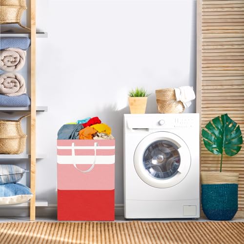 2-Pack Foldable Laundry Basket,Large Laundry Baskets with Handles,Waterproof Laundry Hamper,Collapsible Laundry Hampers for Clothes Organizer 80L (Red) - color: Red