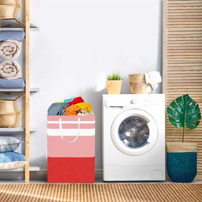 2-Pack Foldable Laundry Basket,Large Laundry Baskets with Handles,Waterproof Laundry Hamper,Collapsible Laundry Hampers for Clothes Organizer 80L (Red) - color: Red