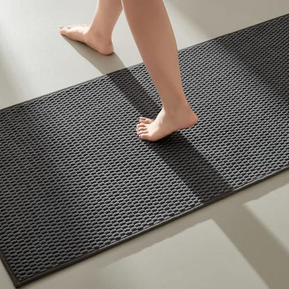 TYUU Bathroom Runner Rug, Long Bath Mat Washable Thin Quick Dry Low Pile Bathroom Runner Rugs 24 x 60 Non Slip, Dark Grey 24"x60" - color: Dark Grey, size: 2' X 5' (Runner)