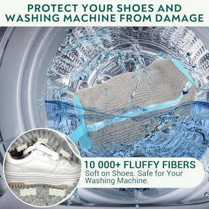 Shoe Washing Machine Bag for Cleaning, 2 360°Protect Sneaker Laundry Bag for Shoes Reusable Durable Fibers Adjustable Washer Bag with Zipper for Tennis Gym Sneakers Shoe Dryer (Grey)