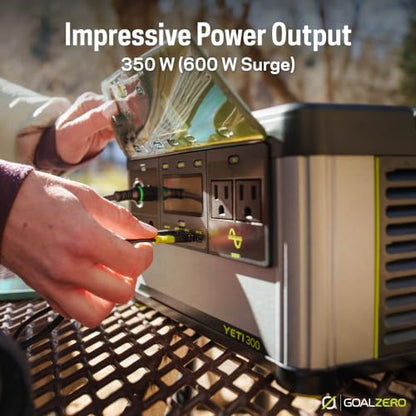 Goal Zero Yeti Portable Power Station, Yeti 300, 297 Watt Hour LiFePO4 Battery, Water resistant & Dustproof Solar Generator For Outdoors, Camping, Tailgating, & Home, Clean Renewable Off-Grid Power - style: Yeti 300