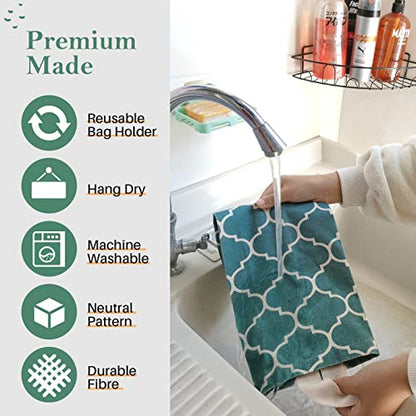 Plastic Bag Holder, Washable Grocery Bag Holder for Plastic Bags, Durable Plastic Bag Storage Dispenser with Hanging Loop, Wall Mount Trash Bag Dispenser for Home Kitchen Cabinet (Dark Green) - color: Green