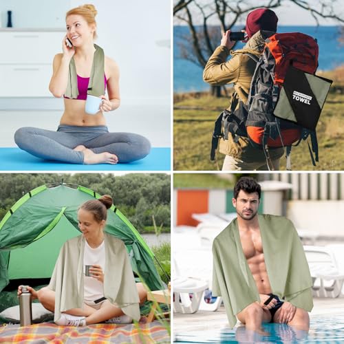 Swimming Pool Towel XL Size Microfiber Quick Dry Camping Hiking Beach Travel Yoga Mat Body Towels (Army Green, 1 Pack XL) - color: Army Green, size: 1 Pack XL