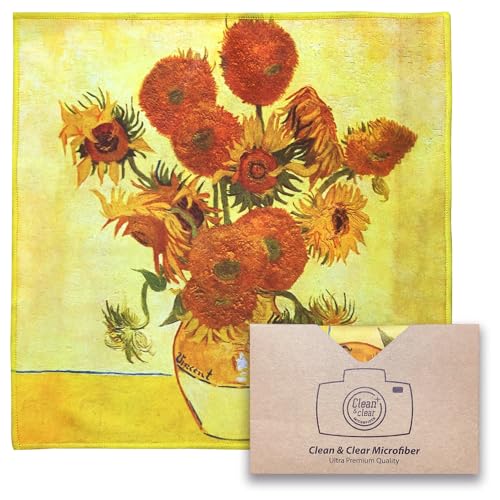 Large [5 Pack] Classic Art (Sunflowers) - Ultra Premium Quality Microfiber Cleaning Cloths (Best for Camera Lens, Glasses, Screens, and All Lens.), Microfiber Cloth - color: Vincent Van Gogh "Sunflowers", size: 5 Pack