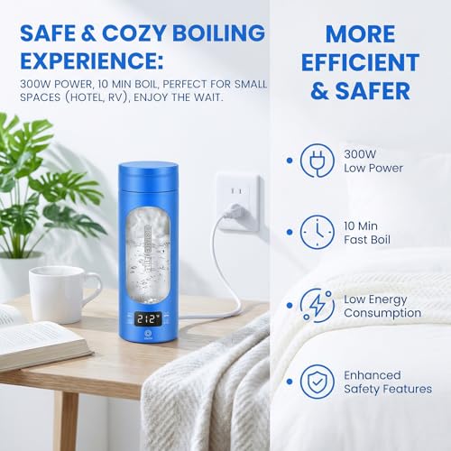 Travel Kettle,Portable Electric Kettle with Temperature Control, Brews Two Cups of Coffee, 316 Stainless Steel Inner Tank, Elegant Blue - color: bule