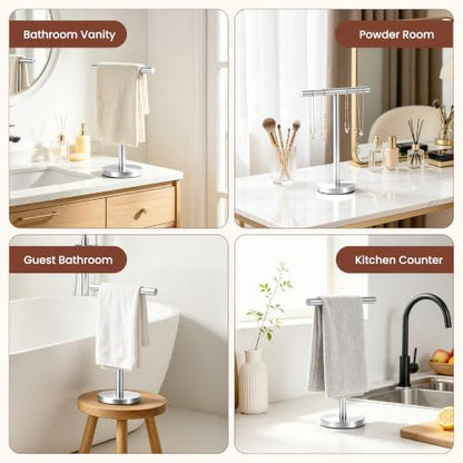 T-Shape Bath Hand Towel Holder Stand, Stainless Steel Free Standing Hand Towel Rack, for Bathroom Kitchen & Countertop, Silver - color: Silver-1 Pack