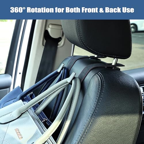 Amooca Car Seat Back Hook Universal Auto Storage Hanger Suede with Metal Car Seat Organizer for Handbag Purse Coat Umbrellas Grocery Bags 2 Pack Black - color: Black