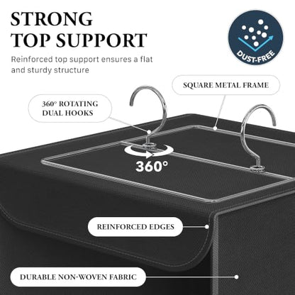 Simple Houseware 3-Shelf Hanging Closet Organizer, Fabric Storage Shelves with 57L Capacity, Black - color: Black