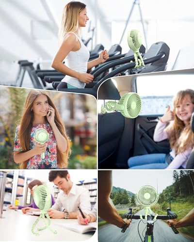 Coohea Stroller Fan Clip on for Baby, 4000mAh Rechargeable Battery Operated, Flexible Tripod, 3 Wind Speed, 360° Rotatable, Small Portable Fan for Car Seat Crib Golf Cart Beach Travel, Green - color: Green