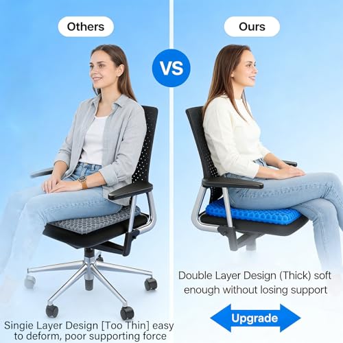 Gel Seat Cushion, Cushion, Gel Seat Cushion for Long Sitting, Breathable Honeycomb Design Absorbs Pressure Points Chair Pad, for Office Chair, Wheelchair, Car & Truck (50 * 50 * 6cm) - color: 50*50*6cm