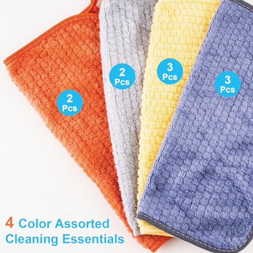 Microfiber Cleaning Cloths 12" x 12": 10 Pack Reusable lint-Free | Towels for Glass, Mirrors, Windows, Stainless Steel, Busting, Kitchen, Bathroom and Car Detailing