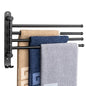 NearMoon Swivel Towel Rack, 13.8" Thicken 304 Stainless Steel 4-Arm Towel Bar, Space Saving Wall Mounted Towel Holder with Hook, Rustproof Swing Out Towel Hanger for Bathroom, Kitchen (Matte Black) - color: Matte Black, size: 13.8 Inch