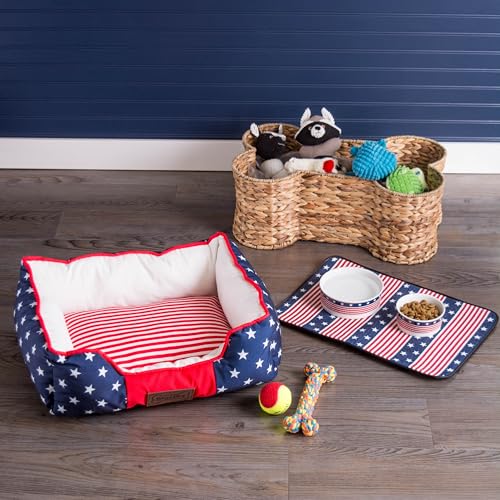 Bone Dry Pet Storage Collection, Bone Shape Hyacinth Toy Basket, Natural, Small - color: Natural, size: Small