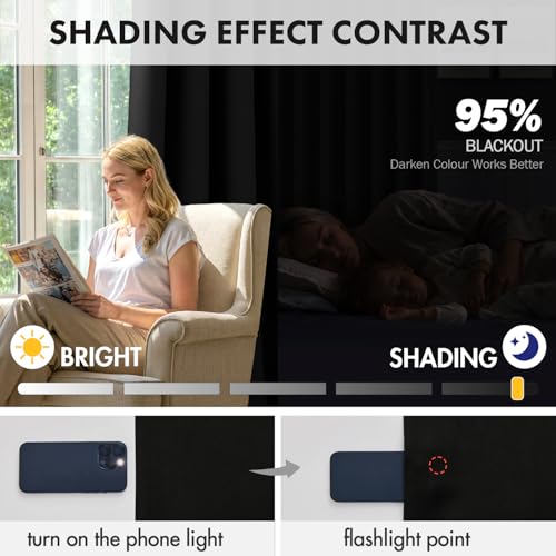 MIULEE Blackout Curtains 4 Panels Sets Black 63 Inch Length, Top and Bottom Rod Pocket Room Darkening Curtains for Bedroom Windows, 4 Pack Solid Thermal Insulated Light Blocking Curtain Drapes - color: Black, size: 40"W x 63"L (Pack of 4)