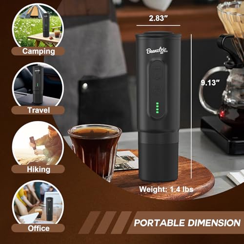 H02 PRO Portable Espresso Maker, Electric Coffee Machine for Travel, 20Bar Small Mini Coffee Maker with Self-Heating, Espresso Machine Fits Ground Coffee & NS Capsule, for Camping, Hiking - color: Black