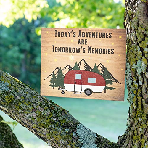 JennyGems Today's Adventures Are Tomorrow's Memories Wooden Camping Sign, Camper Gifts, American Made - color: Todays Adventures