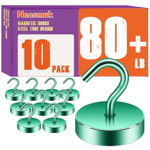 Neosmuk Magnetic Hooks, Cruise Ship Essentials, 80lb+ Heavy Duty Magnetic Hooks for Cruise Cabins, Refrigerator, Grill, Hanging, and Travel | Extra Strong Must-Haves Magnet Hook,Green - color: Green, size: 80lb Magnetic Hooks